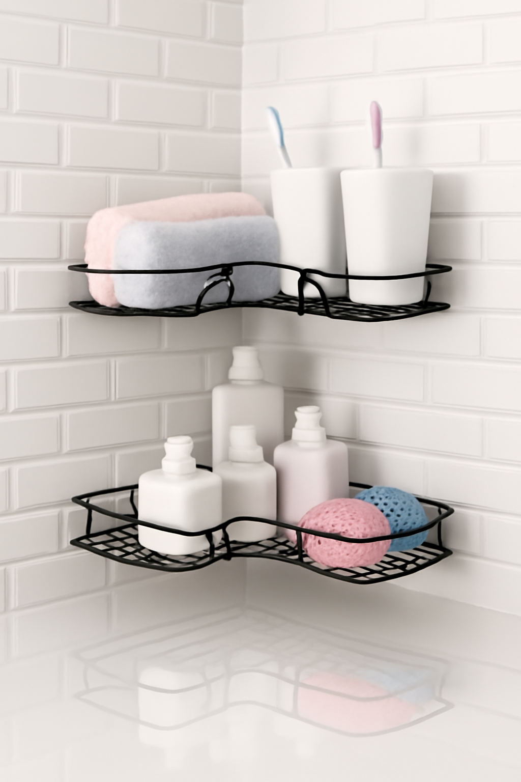 Metal Bathroom Corner Rack Storage Shelves