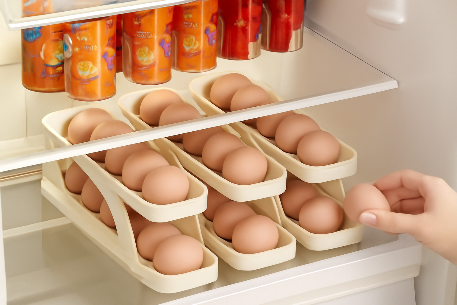 Automatically Rolling Egg Holder Container Display Rack